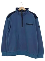 Vorschaubild 1 von Herren Pullover 1/4 Zip Troyer Blau Baumwolle Gr. XL