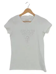 Vorschaubild 1 von Damen T-Shirt Gr. M Weiß Lochmuster Baumwolle Casual Alltag