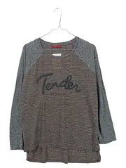 Vorschaubild 1 von EDC Damen Langarmshirt Gr. M Grau Gestreift 3/4 Arm Leinen Polyester