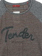 Vorschaubild 2 von EDC Damen Langarmshirt Gr. M Grau Gestreift 3/4 Arm Leinen Polyester