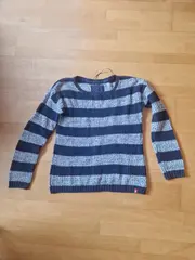Vorschaubild 2 von Herren Pullover Strickpullover Gr. M Blau Grau Gestreift