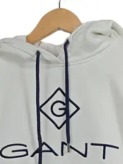 Vorschaubild 3 von Hoodie Herren Kapuzenpullover Gr. M Weiß Logo Stickerei Baumwolle