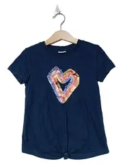 Vorschaubild 1 von Mädchen T-Shirt Kurzarm Pailletten Blau Baumwolle Gr. 110