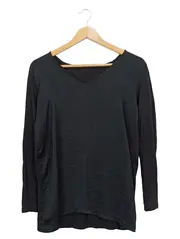 Vorschaubild 1 von Damen Langarmshirt V-Ausschnitt Schwarz Basic Gr. S/36