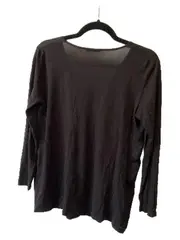 Vorschaubild 2 von Damen Langarmshirt V-Ausschnitt Schwarz Basic Gr. S/36