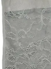 Vorschaubild 6 von Langarmshirt Damen Gr. 38 M Grau Spitze Rippstrick Baumwolle Shirt