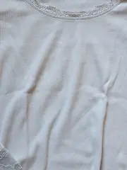 Vorschaubild 5 von Langarmshirt Damen Gr. 38 M Grau Spitze Rippstrick Baumwolle Shirt