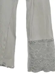 Vorschaubild 4 von Langarmshirt Damen Gr. 38 M Grau Spitze Rippstrick Baumwolle Shirt