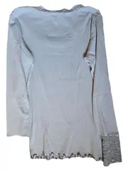 Vorschaubild 2 von Langarmshirt Damen Gr. 38 M Grau Spitze Rippstrick Baumwolle Shirt