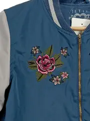 Vorschaubild 3 von Bomberjacke Mädchen Gr. 152 Blau Blumenstickerei by Staccato
