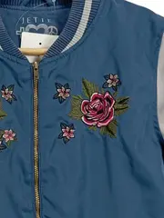Vorschaubild 4 von Bomberjacke Mädchen Gr. 152 Blau Blumenstickerei by Staccato