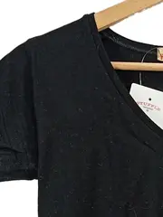 Vorschaubild 3 von Damen T-Shirt Schwarz Gr. S V-Ausschnitt Logo Stickerei