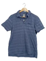 Vorschaubild 1 von Herren Poloshirt Gr. L Blau Gestreift Kurzarm Baumwolle Casual Freizeit