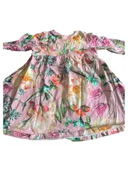 Vorschaubild 2 von Freizeitkleid Kinder Blumenmuster Rüschen Pink Baumwolle Gr. 86