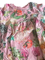 Vorschaubild 4 von Freizeitkleid Kinder Blumenmuster Rüschen Pink Baumwolle Gr. 86