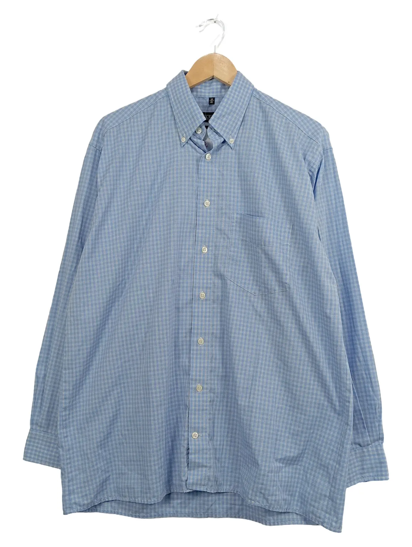 BARISAL Herren Business Hemd Kariert Baumwolle Langarm Blau Gr. 54 XXL