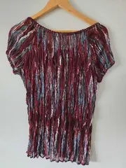 Vorschaubild 2 von Damen Bluse Gr. 40/L Mehrfarbig Crinkle Kurzarm Casual