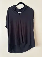 Vorschaubild 2 von Damen T-Shirt mit Kapuze Schwarz Gr. 40/42 Viskose Casual