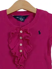Vorschaubild 3 von Langarmshirt Mädchen Gr. 92 (2T) Pink Rüschen Baumwolle Rippstrick