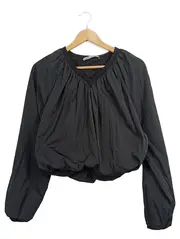 Vorschaubild 1 von Damen Bluse Gr. 36/S Schwarz Casual Langarm Baumwolle