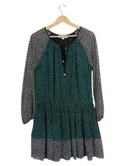 Vorschaubild 1 von Damen Sommerkleid Gr. M Blumenmuster Grün Schwarz Boho