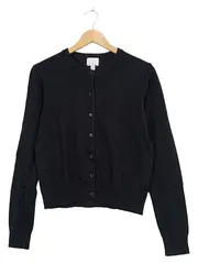 Vorschaubild 1 von Damen Strickjacke Cardigan Basic Langarm Uni Schwarz Gr. M 38