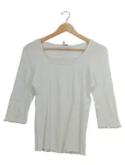 Vorschaubild 1 von Damen Shirt mit Spitze 3/4-Arm Rippstrick Weiß Gr. M