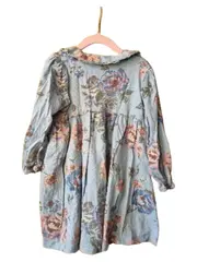 Vorschaubild 6 von Mädchen Blusenkleid Blumenmuster Rüschen Langarm Blau Gr. 110