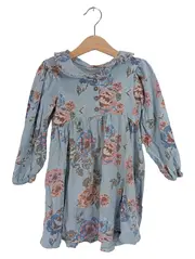Vorschaubild 1 von Mädchen Blusenkleid Blumenmuster Rüschen Langarm Blau Gr. 110