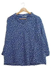 Vorschaubild 1 von Damen Bluse Langarm Blau Abstrakt Einheitsgröße