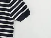 Vorschaubild 3 von Knit Damen Strickpullover Kurzarm Gestreift Gr. M Blau Weiß Gelb