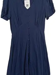 Vorschaubild 3 von Blusenkleid Damen Gr. 34/XS Dunkelblau Viskose