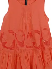 Vorschaubild 2 von Damen Top Gr. 34/XS Orange Blumenstickerei Baumwolle