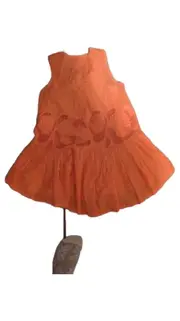 Vorschaubild 5 von Damen Top Gr. 34/XS Orange Blumenstickerei Baumwolle