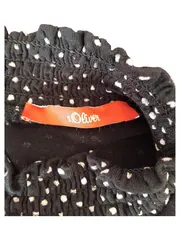 Vorschaubild 4 von Damen Bluse Gr. 38 Schwarz Punkte Langarm Viskose