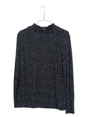 Vorschaubild 1 von Damen Bluse Gr. 38 Schwarz Punkte Langarm Viskose