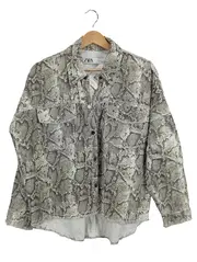 Vorschaubild 1 von Damen Hemdjacke Schlangenprint Nieten Grau Gr. XS/34 Baumwolle