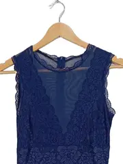 Vorschaubild 2 von Damen Spitzenkleid Etuikleid Dunkelblau Elegant Gr. S NEU