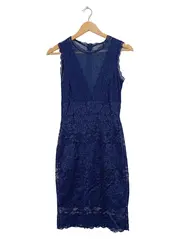 Vorschaubild 1 von Damen Spitzenkleid Etuikleid Dunkelblau Elegant Gr. S NEU