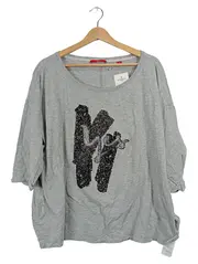 Vorschaubild 1 von Damen T-Shirt Gr. 46/3XL Grau Pailletten Oversize Casual