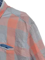 Vorschaubild 2 von Herren Freizeithemd Kurzarm Kariert Orange Grau Gr. XL