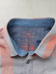Vorschaubild 3 von Herren Freizeithemd Kurzarm Kariert Orange Grau Gr. XL