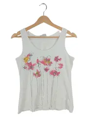 Vorschaubild 1 von Damen Top Tanktop Blumenprint Weiß Gr. M 38 Baumwolle