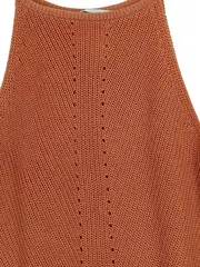 Vorschaubild 2 von Damen Stricktop Gr. S Orange Lochmuster Ärmellos Casual