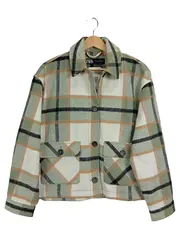 Vorschaubild 1 von Damen Hemdjacke Shacket kariert Gr. 38/M grün beige Wolle
