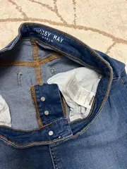 Vorschaubild 4 von Jeansrock Damen Baumwolle Midirock Blau Gr. 40/L Knopfleiste