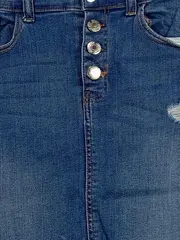 Vorschaubild 2 von Jeansrock Damen Baumwolle Midirock Blau Gr. 40/L Knopfleiste