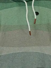 Vorschaubild 4 von Damen Hoodie Pullover Schalkragen Gestreift Grün Gr. 36/S Baumwolle