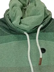 Vorschaubild 2 von Damen Hoodie Pullover Schalkragen Gestreift Grün Gr. 36/S Baumwolle