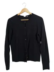 Vorschaubild 1 von Damen Strickjacke Cardigan Schwarz Gr. M 38 Langarm Basic Baumwolle